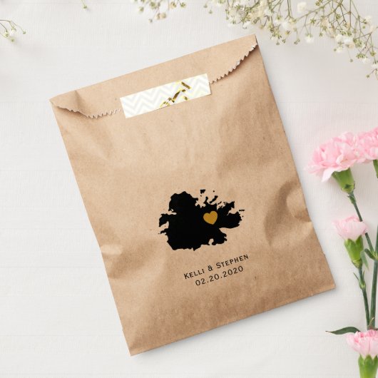 アンティグア結婚式の引き出物トリートサックス、マップ抱き枕 フェイバーバッグ (封をした状態)