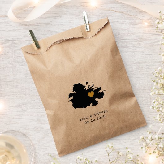 アンティグア結婚式の引き出物トリートサックス、マップ抱き枕 フェイバーバッグ (クリップ留めされた状態)