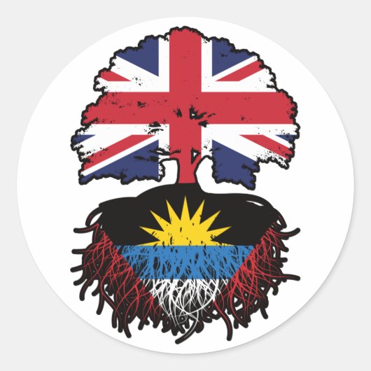 アンティグア・アンティグア英国ツリールーツ国旗 ラウンドシール (正面)