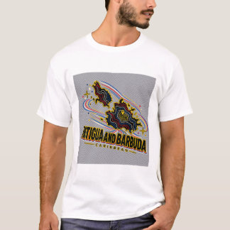 アンティグア・バーブーダのダイナミック地形カリブ海マップ Tシャツ