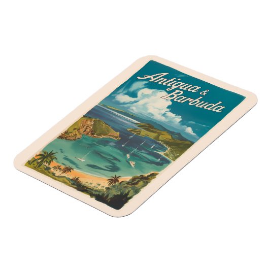 アンティグア・バーブーダパインタリートラベルアートヴィンテージ マグネット (左側)