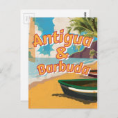 アンティグア・バーブーダヴィンテージバケーションポスター ポストカード (正面/裏面)