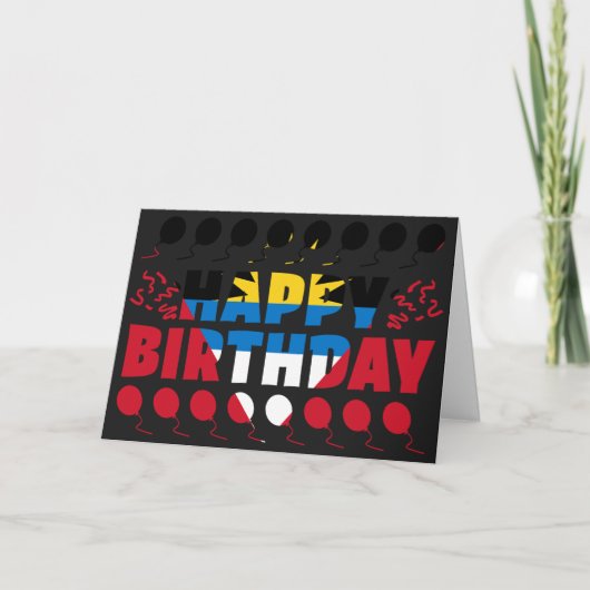 アンティグア・バーブーダ国旗の愛国的誕生日 カード (正面)