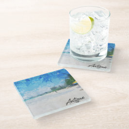 アンティグクールアカリブのアイランドパノラマビュー ガラスコースター