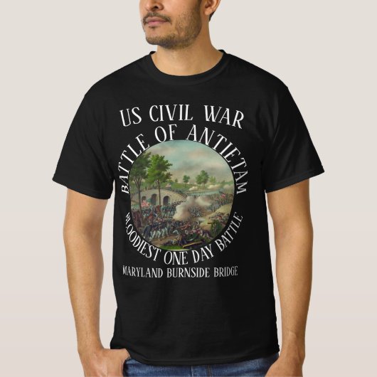 アンティタムの戦いアメリカ南北戦争バーンサイド橋 Tシャツ (正面)