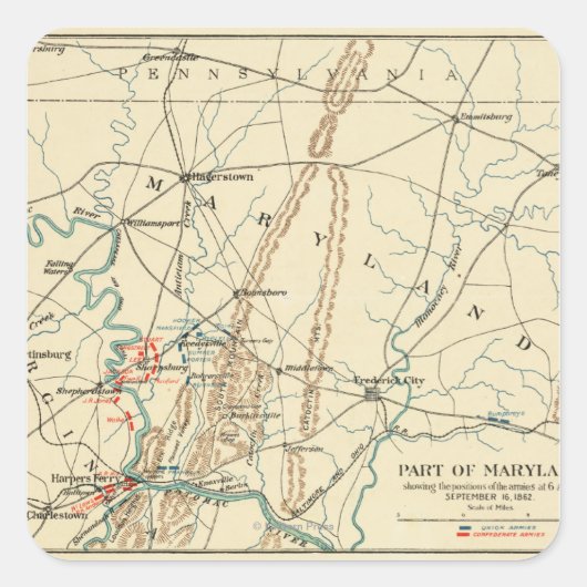 アンティタムの戦い – 南北戦争パノラママップ7 スクエアシール (正面)