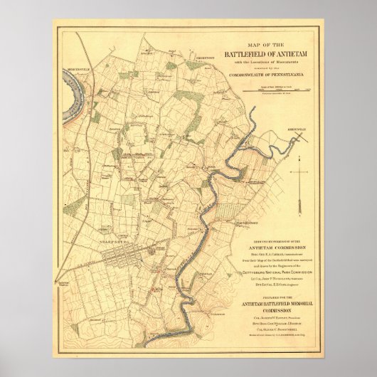 アンティタムの戦い – 南北戦争パノラママップ ポスター (正面)