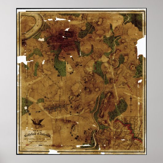 アンティタムの戦場の地図1862年9月17日 ポスター (正面)