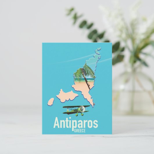 アンティパロスギリシャの旅行地図 シーズンポストカード (スタンド正面)