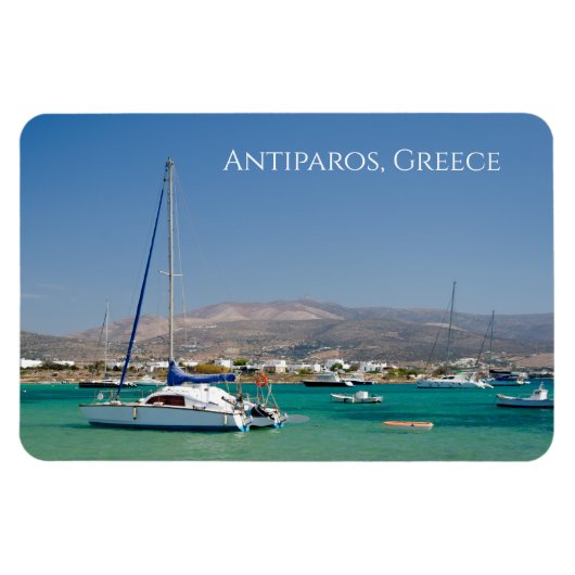 アンティパロス ギリシャの島の船 マグネット (横)