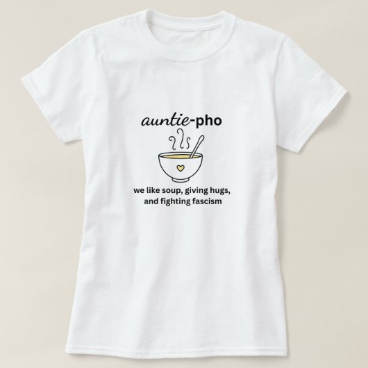 アンティフースープヌードルハグアンチファシズムNo Kings Tシャツ (デザイン正面)