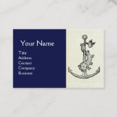 アンティークいかりと魚航海の白ネイビーブルー 名刺 (正面)