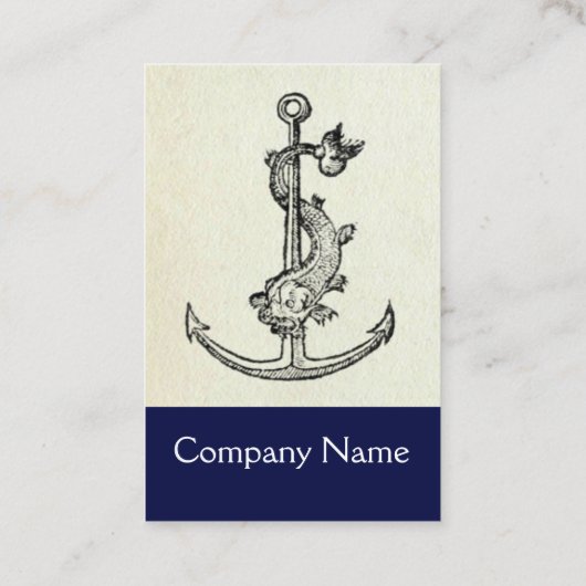 アンティークいかりと魚航海の白ネイビーブルー 名刺 (裏面)