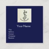 アンティークいかり&フィッシュネイビー航海のブルーモノグラム スクエア名刺 (正面)