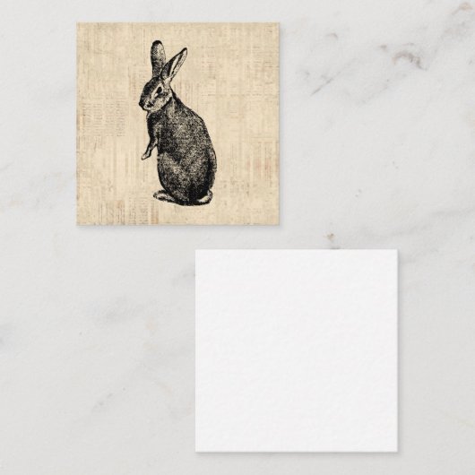 アンティークうさぎイラストレーションバニーアートウィズスクリプト エンクロージャーカード (正面/裏面)