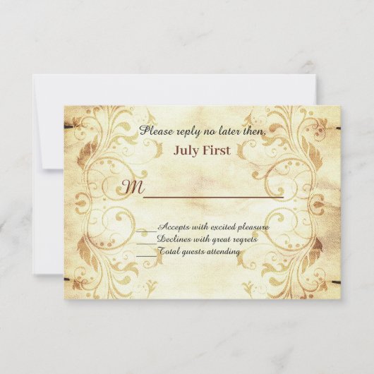 アンティークおとぎ話結婚の応答カード 出欠カード (正面)