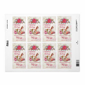 アンティークおもちゃ馬&ポインセチアのクリスマスキッチン ラベル (フルシート)