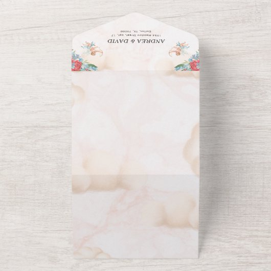 アンティークかわいいヴィンテージ夢想可愛いQRコード結婚ズ オールインワン招待状 (外側)