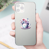 アンティークかわいらしティーカップとヴィンテージ花 シール (スマートフォン)
