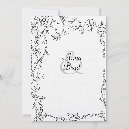 アンティークつる植物結婚式招待状 招待状 (裏面)