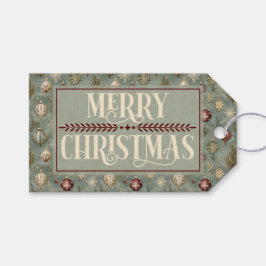 アンティークなクリスマスオーナメントとsageグリーン ギフトタグ