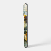 アンティークなシャビーシックな淡い黄色のバラのカスタムネーム iPhone 15ケース (左側面)