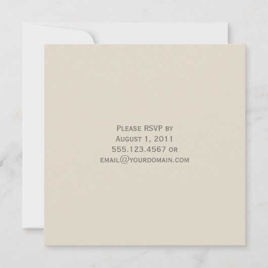 アンティークなタンとホワイトのダマスク柄 ウェディング後 招待状 (裏面)