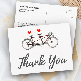 アンティークなタンデム自転車の結婚式のお礼 ポストカード
