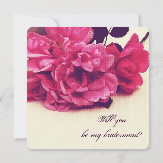 アンティークなティーローズ - 私のウェディングパーティに付いてきてくれる？ 招待状 (正面)