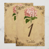 アンティークなハイドランジアのウェディングテーブルナンバー 招待状 (正面/裏面)