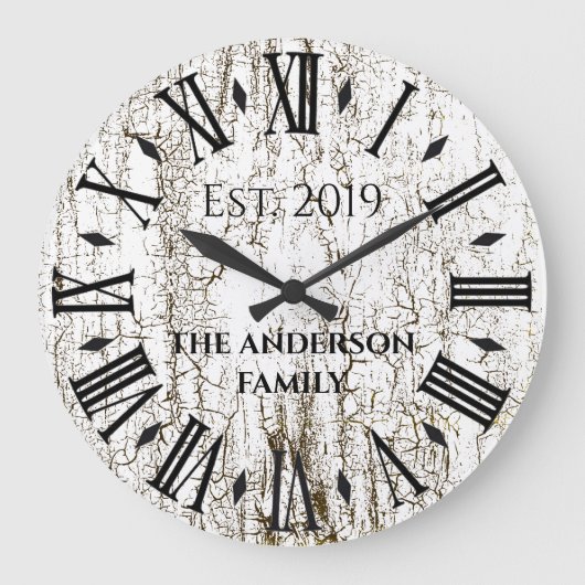 アンティークなファミリー ネーム ローマ数字 ラージ壁時計 (正面)