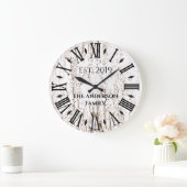 アンティークなファミリー ネーム ローマ数字 ラージ壁時計 (ホーム)