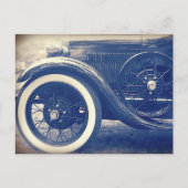 アンティークなブルーの自動車の絵葉書 ポストカード (正面)