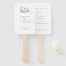 アンティークなラブバードのセージ＆ピンクの結婚式プログラム