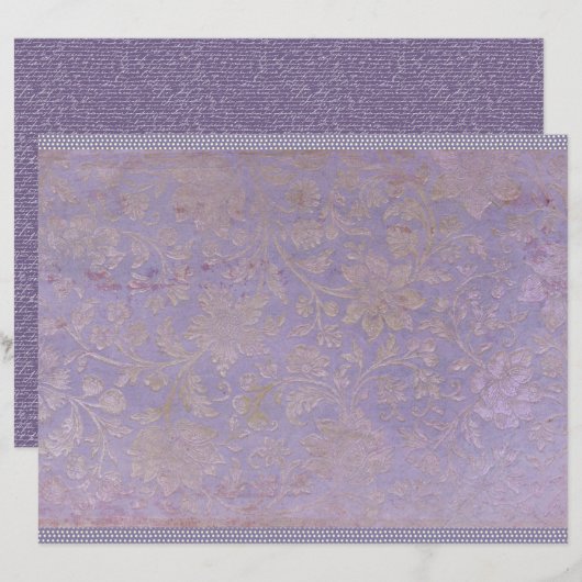 アンティークなラベンダーのジャーナル用紙 (正面/裏面)