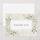 アンティークなリーフグリーン サンキューカード (正面/裏面)