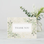 アンティークなリーフグリーン サンキューカード (スタンド正面)