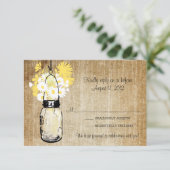 アンティークなルースドメイソンジャーとビオラの野生の花 受付確認 出欠カード (スタンド正面)