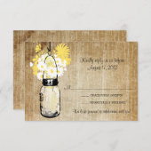 アンティークなルースドメイソンジャーとビオラの野生の花 受付確認 出欠カード (正面/裏面)