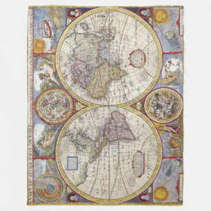 アンティークな世界地図 ビンテージ マップ フリースブランケット