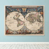 アンティークな世界地図: 歴史的な地図作成アート キャンバスプリント (インサイチュ (ウッドフロア))