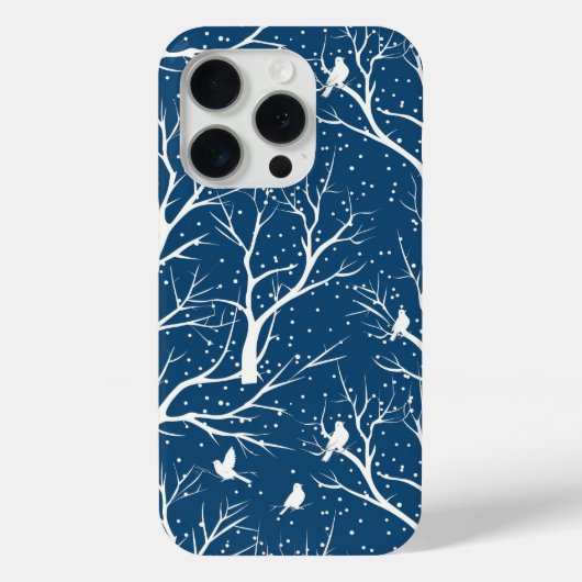 アンティークな冬の空 白い鳥 雪の結晶 Case-Mate iPhoneケース (裏面)