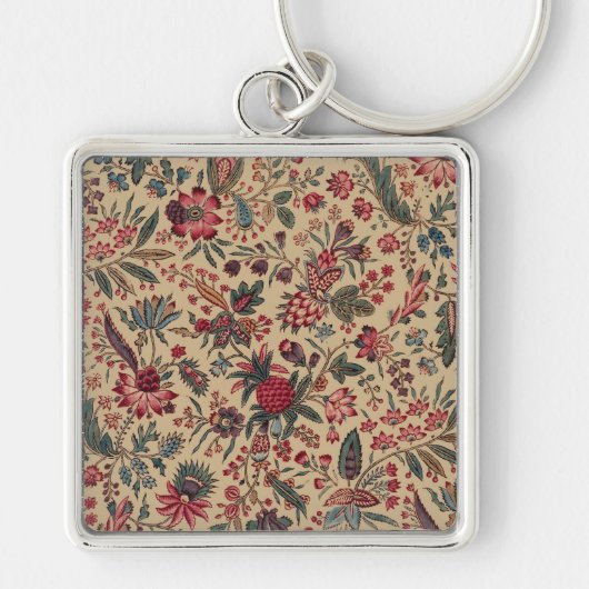 アンティークな刺繍の花のインテリア装飾 キーホルダー (正面)