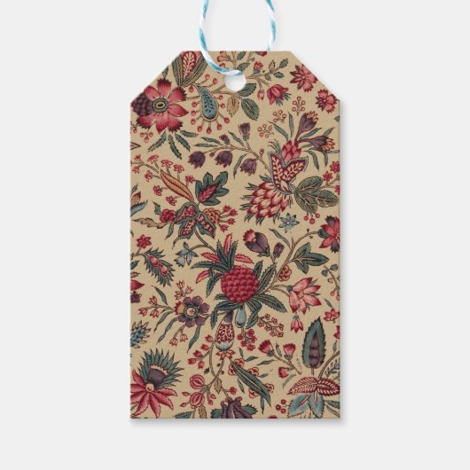アンティークな刺繍の花のインテリア装飾 ギフトタグ (正面)