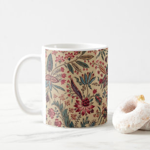 アンティークな刺繍の花のインテリア装飾 コーヒーマグカップ