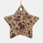 アンティークな刺繍の花のインテリア装飾 セラミックオーナメント (正面)