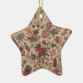 アンティークな刺繍の花のインテリア装飾 セラミックオーナメント (左)