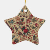アンティークな刺繍の花のインテリア装飾 セラミックオーナメント (裏面)