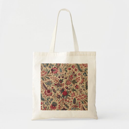 アンティークな刺繍の花のインテリア装飾 トートバッグ (正面)