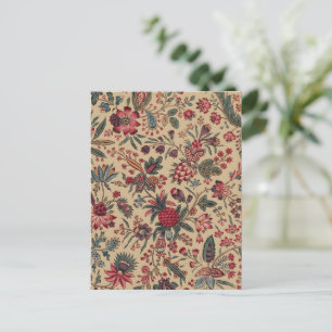 アンティークな刺繍の花のインテリア装飾 ポストカード